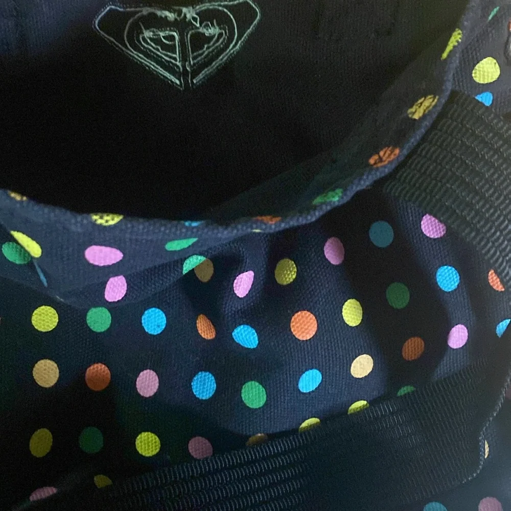 Roxy Black Multi Color Polka Dots Tote Bag great condition